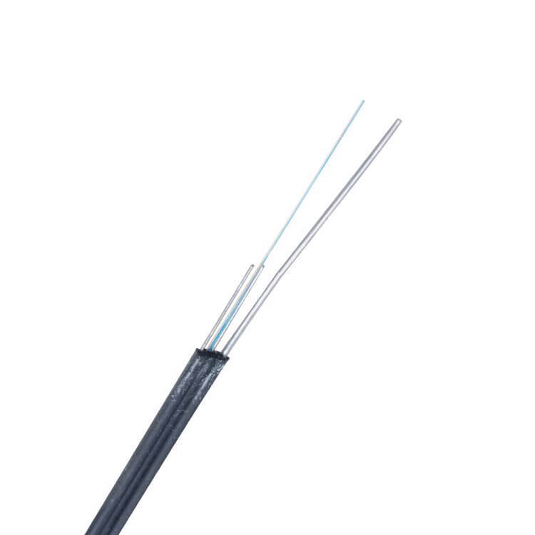 câble de descente ftth câble de fibre optique autoportant de type arc avec fil d'acier
